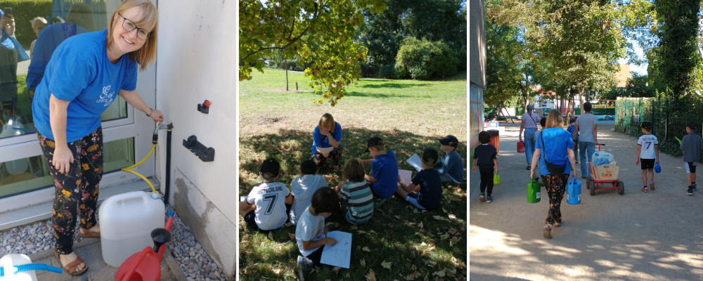 Kinder gießen Stadtbäume