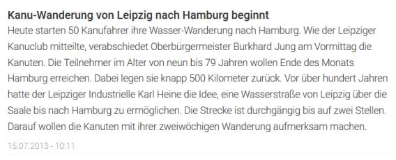 mephisto_97_6, Kanu-Wanderung von Leipzig nach Hamburg beginnt
