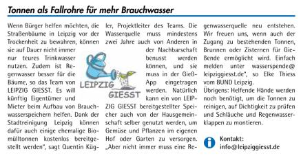 Ortsblatt Stötteritz-Probstheida-Reudnitz_Tonnen an Fallrohre für mehr Brauchwasser